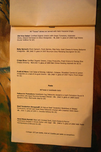 Old Vine Café Menu