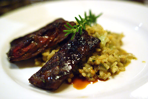 Texas Antelope Medallions, Pear Risotto, Red Wine Demi