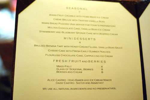 ParkAve Dessert Menu