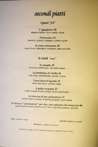 Drago Centro Menu