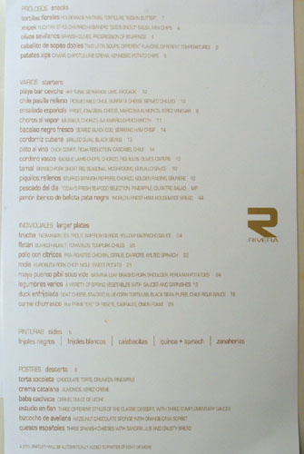 Rivera Menu