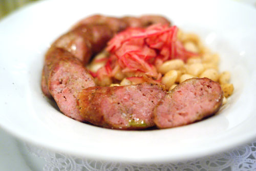 Grilled Sweet Italian Sausage with Cannellini Beans