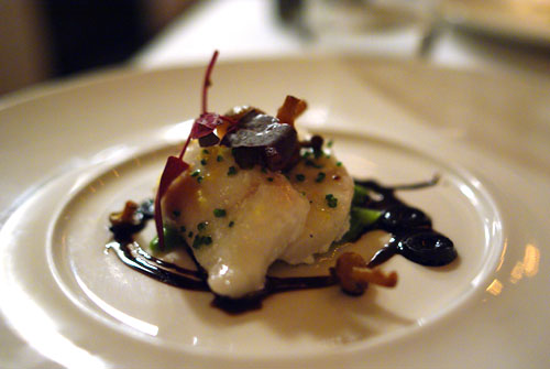 Olive oil poached Alaskan halibut