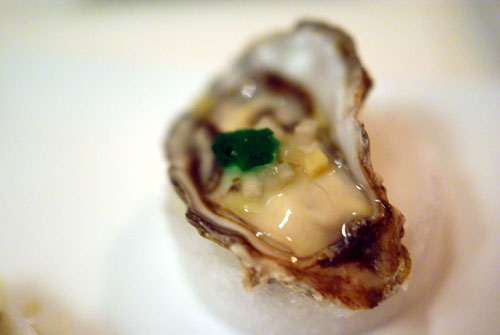 Kumamoto Oyster with Absinthe Jello and Fennel Vinaigrette