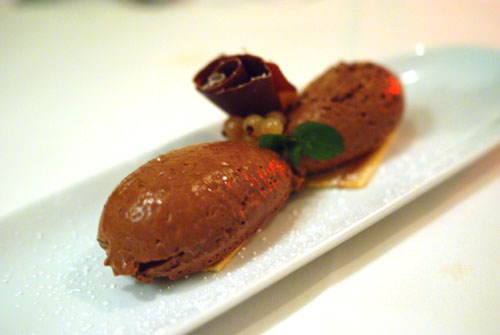 Mousse au Chocolat with Baumkuchen