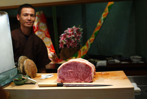 Ken-san Showing Off the Kagoshima Beef