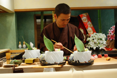 Ken-San Plating the Sashimi