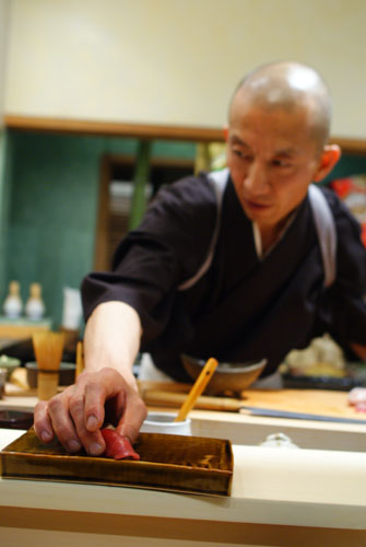 Hiro-San Serving Maguro Nigiri