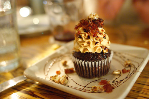 Chocolate Cup Cake Foie Gras Chantilly Candied Bacon Almonds Maple