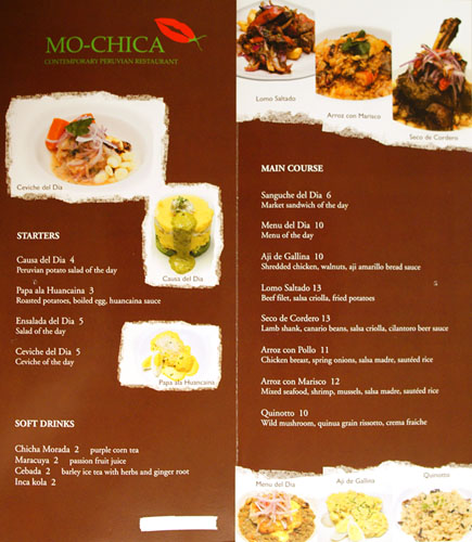 Mo-Chica Menu