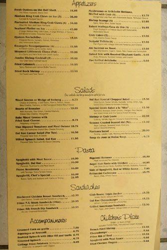 Dal Rae Menu