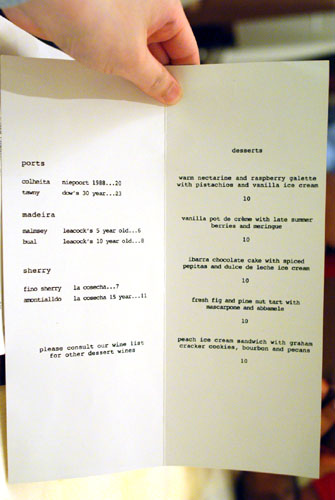 Dessert Menu