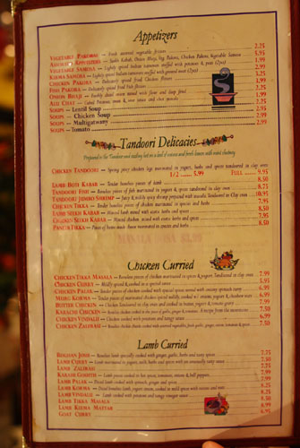 Ashoka the Great Menu