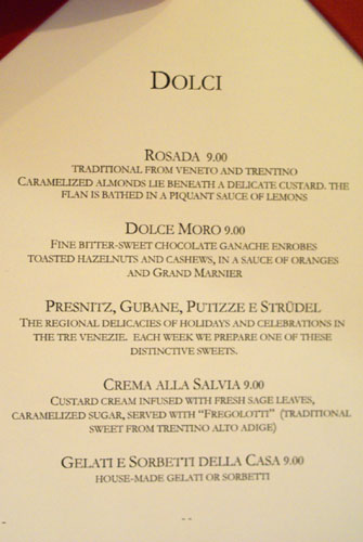 Dessert Menu