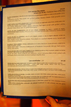 La Casita Mexicana Menu