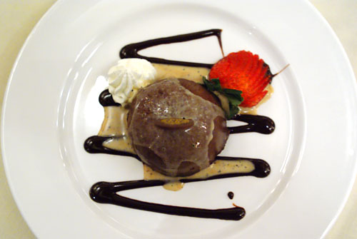 Kahlua Chocolate Bombe, Orange Zest Espresso Sauce