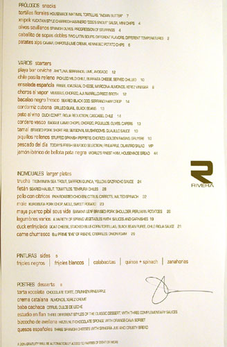 Rivera Menu