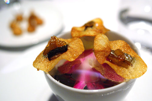 Yukon Gold Potato Chip, Smoked Sardine, Golden Raisin