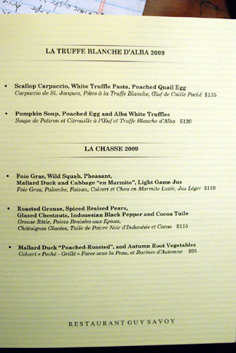 Guy Savoy Menu