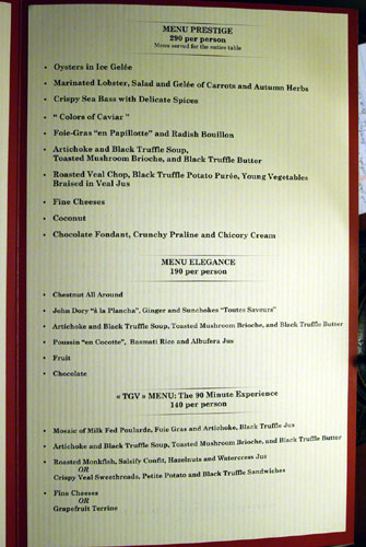 Guy Savoy Menu