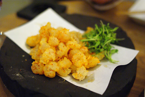 Popcorn Shrimp with Romesco Sauce
