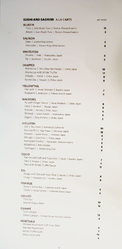 Bar Masa Menu