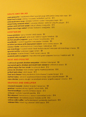 Julian Serrano Menu