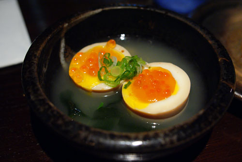 Half Raw Egg with Salmon Roe