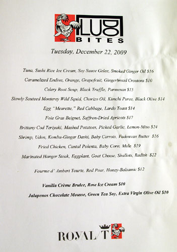 LudoBites at Royal/T Menu