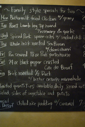 Lazy Ox Canteen Chalkboard Menu