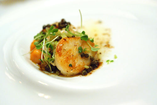 Maine Diver's Scallop Sautéed with Capers, Brown Butter and Lemon with Tiny Tomato Gnocchi