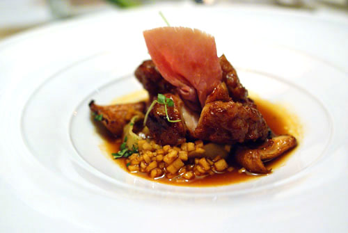 Curry Dusted Veal Sweetbreads with Homemade Apple Sauce, Virginia Country Ham and Pappardelle Pasta