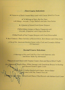 The Inn at Little Washington Menu