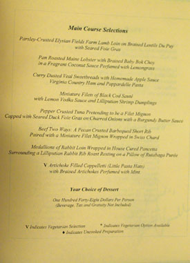 The Inn at Little Washington Menu