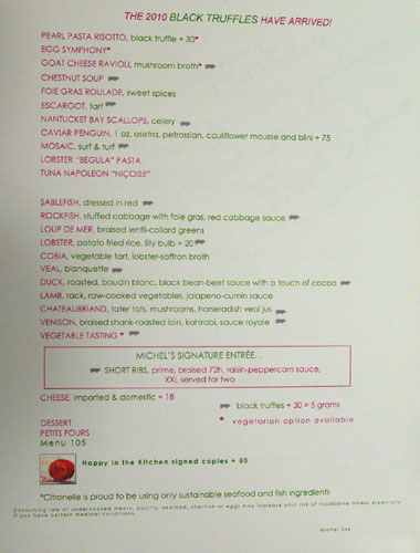 Citronelle Menu