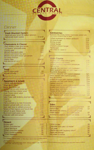 Central Michel Richard Menu