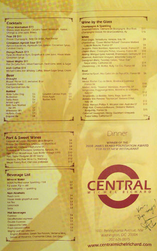 Central Michel Richard Drink Menu