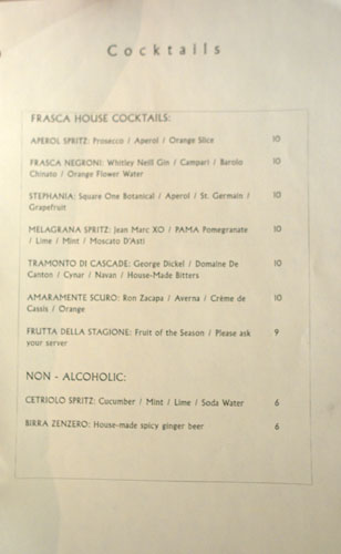 Frasca Cocktails