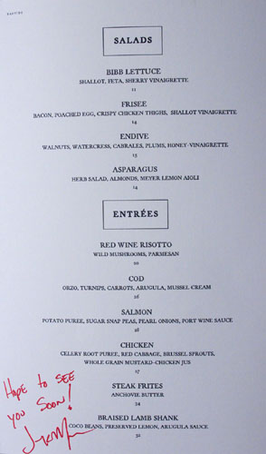 Bastide Menu