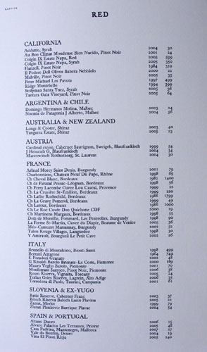 Bastide Wine List
