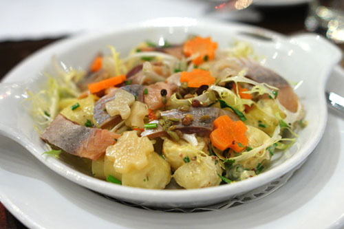 Salade d'hargens, smoked herring, fingerling potato salad