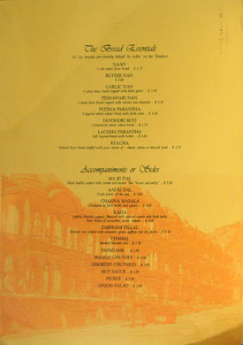 Heritage India Menu