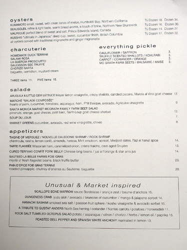 Marché Moderne Menu