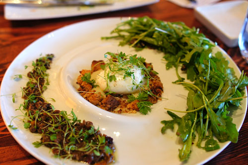 today's poached EGG on KOHLRABI crumble