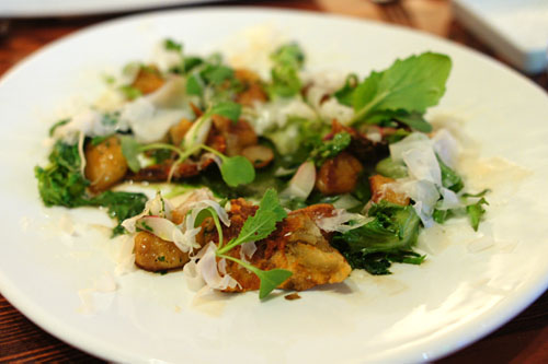 a simple plate of horseradish gnocchi and assorted RADISHES