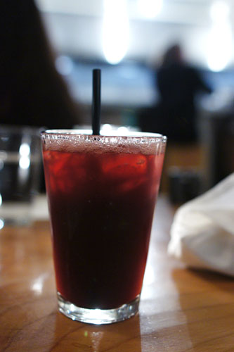 Rum, sweet zin, coca-cola, blackberries