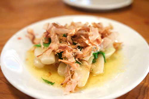 Icicle radishes, brown butter, bonito flakes