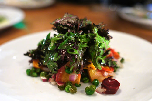 Temecula beet & carrot salad, fried peas