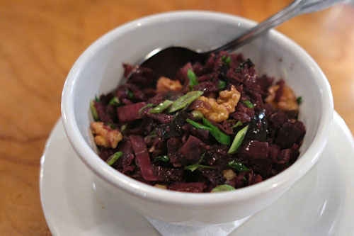 Braised cabbage, walnuts, caraway