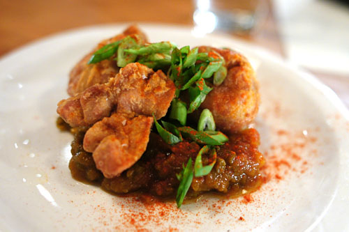 Sweetbreads, green bean chutney